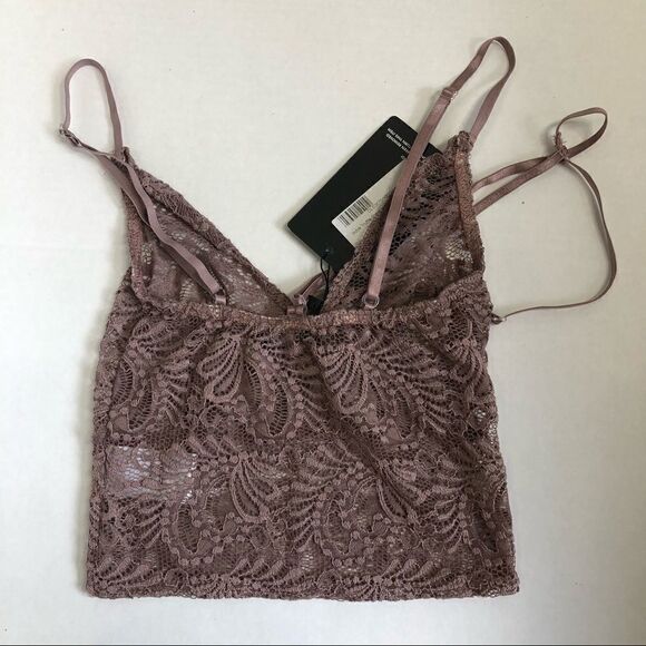 2/$30 Prettylittlething Indya Truffle Sheer Lace Choker Strap Crop Top Size US 0 - Picture 8 of 14